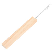 Minkissy Smooth Metal Crochet Needle with Wood Handle Light Yellow for Handcrafted Fabrics