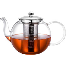 Glass teapot, handcrafted borosilicate glass tea brewing machine with brewer, with scale lines, tea gift set