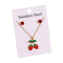 Vergulde eenvoudige gala-sieradenset, ketting en oorbellen set voor dames, ketting en oorbellen set