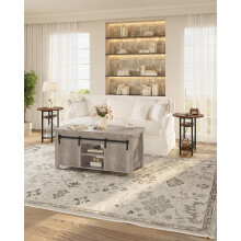 3-Tier Bedside Table Rustic Brown Promotion Narrow Side Table with Charging Station for Living Room