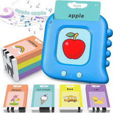 Bilingual Electronic Flashcard Reader, Rechargeable Language Learning Device with Sound & Visual Vocabulary Builder, ABS, Colorful Cards, 94x94x23mm