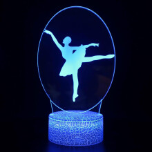 Lampe d'ambiance 3D Illusion Ballet II, veilleuse LED 7 couleurs, alimentation USB, lampe de bureau en acrylique pour chambre et enfants –