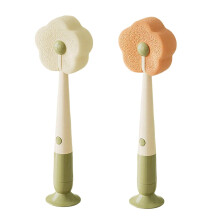 Brosse à bouteille 3 en 1 à long manche avec ventouse pour verres, tasses de voyage, bouteilles d'eau, têtes détachables pour couvercles, bords