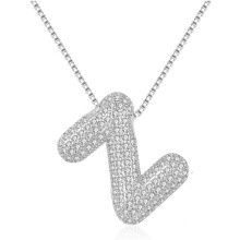 Gold Bubble Letter Necklace for Women – Initial Pendant