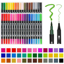 TGY 24-Color Dual-Tip Paint Pens (Fine + Brush Tip) for Art, Calligraphy, Scrapbooking, DIY Crafts – Compatible with TGY