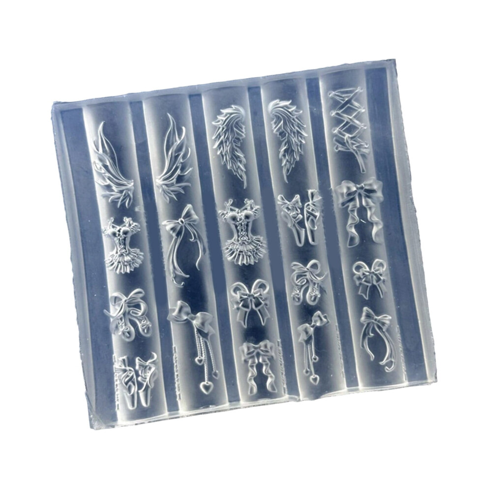 Embossing Mold Nails Template for Nails Decoration Clear Flexible Silicone Tool with Ballets Motifs Crafting Projects