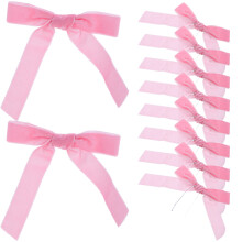12pcs Bows For Wine Glasses Premade Fabric Ribbon Coquette Bow Drink Marker Bowknot Drink Tag Wine Glass Charms For Wedding Anniversary Party