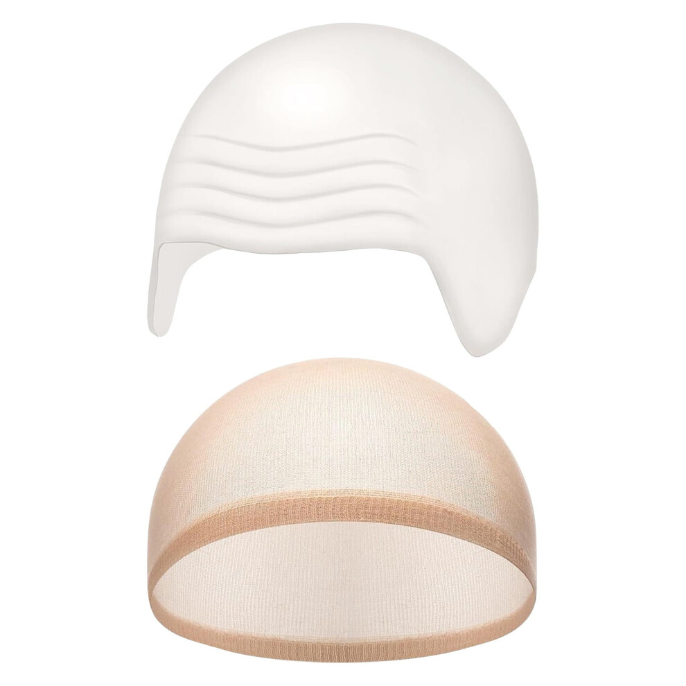 Wig Cap Set for Women, Breathable Stretch Nylon Wig Cap and Silicone Wig Grip Band for Secure Comfortable Fit, 2 Pack