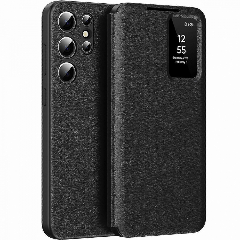 Smart View Wallet Case With Card Slot And Viewing Window For S25 Ultra, Black 5996097000250