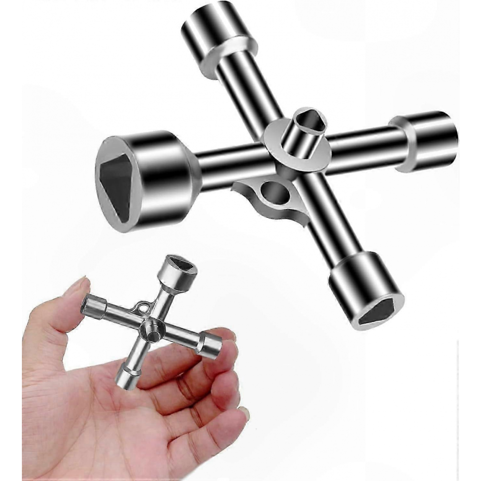 5-Piece Triangle Key Set, 7Mm/10Mm/12Mm/13Mm/18Mm, Multi-Function Tool For Utility Boxes, Meters, Cabinets, And More, Durable Silver Finish 5996097000557