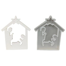 Molde de silicone criativo para porta-castiçais em gesso, cimento e concreto, ideal para batizados.