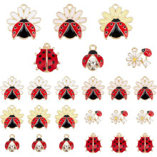 24 ciondoli a forma di coccinella – 6 stili, smalto e strass, ciondoli a forma di coccinella rossa per la creazione di gioielli fai da te