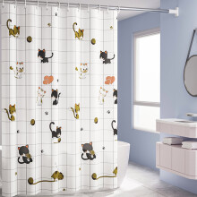 Cortina de ducha impermeable con anillas para colgar, de poliéster, moderna, pequeña, con estampado fresco.