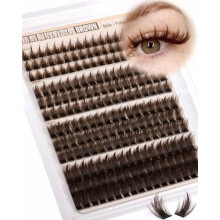 Dunkelbraune Manga-Wimpernbüschel mit Spitzen, 12-18 mm lange, feine Einzelwimpern, DIY Fairy Toasty Wimpernverlängerungen