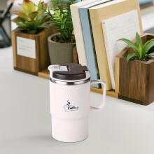 Tazza da caffè termica a doppia parete in acciaio inox di grande capacità con coperchio – Tazza portatile che mantiene il calore per uomini e