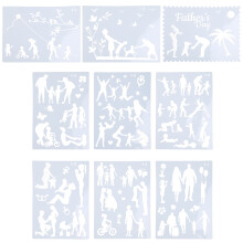 Paquete de 9 plantillas de pintura de siluetas reutilizables para dibujar en pareja (padres e hijos), ideales para regalar a enamorados, niños,