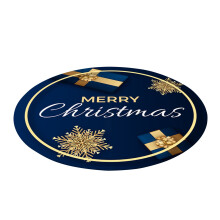 Rundt teppe i god jul, sklisikker gulvmatte i krystallfløyel til stue, til juledekorasjon, dørmatte til innendørs bruk.