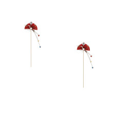 2Pièces Piques Gâteau Décor Floral Bois Rouge Maison