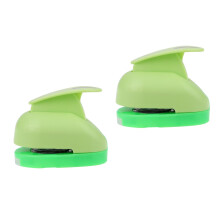 2Pcs DIY Paper Punch Green Plastic for Scrapbook Tags and Decorations