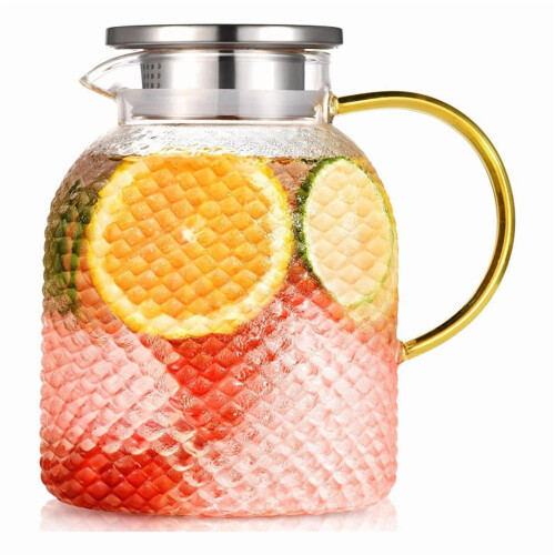 Γυάλινη κανάτα, Γυάλινη κανάτα 50oz με καπάκι και στόμιο, Γυάλινη κανάτα νερού 1.5L,