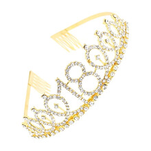 Hemoton 1PC Rhinestone Crown with Alloy Insertion Hair Comb for Decorative Hairstyle on 18th Birthday Golden