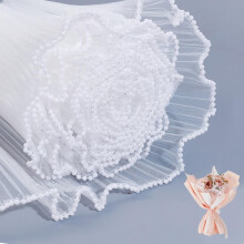 2 Pack White Pearl-Edge Flower Wrapping Mesh Paper, 4.37 Yds  5-7/8", Wrinkled Wavy, for Bouquets, Valentine's, Wedding, Birthday