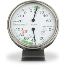 Thermometer en hygrometer - HAMA - Model Tahiti - Ø 11 cm - Analoge weergave - RVS