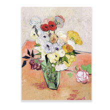 Vincent Van Gogh Art Poster: Japanese Vase with Roses & Anemones – Impressionism Canvas Wall Art (1218", Unframed)