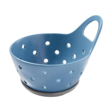 Miska na owoce i warzywa, ceramiczny durszlak z uchwytem, ociekacz do użytku na blacie kuchennym