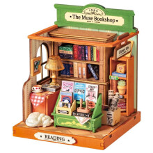 Kit de construção - ROBOTIME - Robotime The Muse Bookshop DS040 - Miniatura de livraria personalizável - 68 peças - 9,8x9,6x12 cm