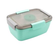 Stor matlåda med 4 fack i salladsskål, sked och 85 ml kopp, stapelbar, mintgrön, 23 x 17 x 10 cm, kompatibel med vanliga lunchbärare