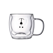 (1 Stück) Bärenbecher, 237 ml Glasbecher mit Deckel und Strohhalm, Bären-Glasflasche, Becher für Milchtee, aromatisiertes Wasser,