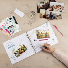 Álbum de scrapbooking - Hama - 00007293 - Álbum com espiral - 50 páginas brancas - 3 folhas de autocolantes