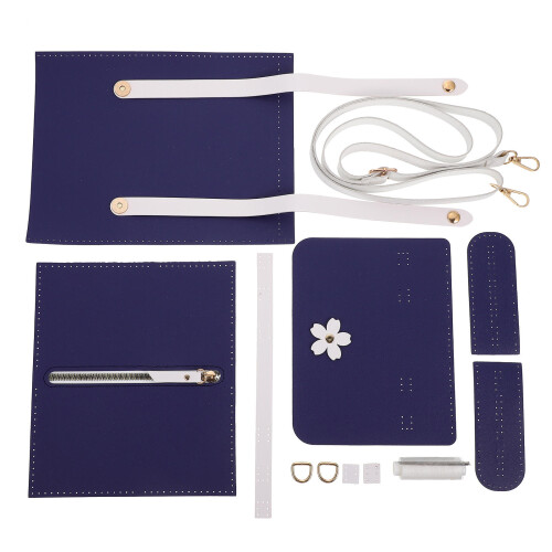 5Sets Durable DIY Bag Material Dark Blue PU Craft Supplies