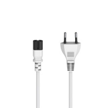 Cordon alim. av. fiche mannelijk euro, 2 pinnen, 8/C7-vorm, 1,5m, wit