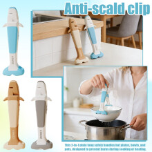 9,3 inch (23,5 cm) walvisvormige 2-in-1 anti-verbrandingsclip, hittebestendige siliconen kom- en bestekhouder – geschikt voor thuis, restaurant en