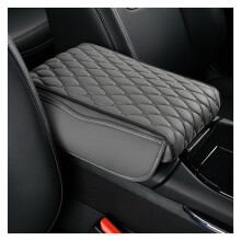 GUANGHUI Center Console Cover with Memory Foam & 2 Storage Bags – Universal Black Microfiber Leather Armrest Cover Compatible with Cars/Trucks/SUVs