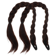1Pair Braided Ponytail Extension Brown Synthetic Hairpiece Comfortable Lightweight