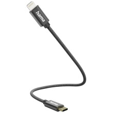 Oplaadkabel - Hama - 00201601 - USB-C - Lightning - 0,2 m - Zwart Nylon