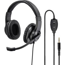 Hama Stereo bedrade supra-aurale headset zwart met verstelbaar volume, microfoon dempen voor computer