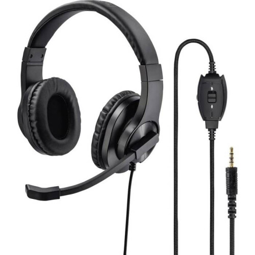 Hama Cuffie sovraurali cablate Stereo Hama nere con volume regolabile e silenziamento del microfono per computer