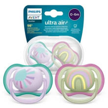 Chupete bebé - Philips Avent - SCF085 59 - Silicona médica 0 6 meses Ultra Air ventilado esterilizable