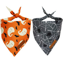 Halloween kutyakendők, 2 db-os csomag, narancssárga kockás kisállatsál közepes/nagy kutyáknak – kompatibilis az ünnepekkel és a