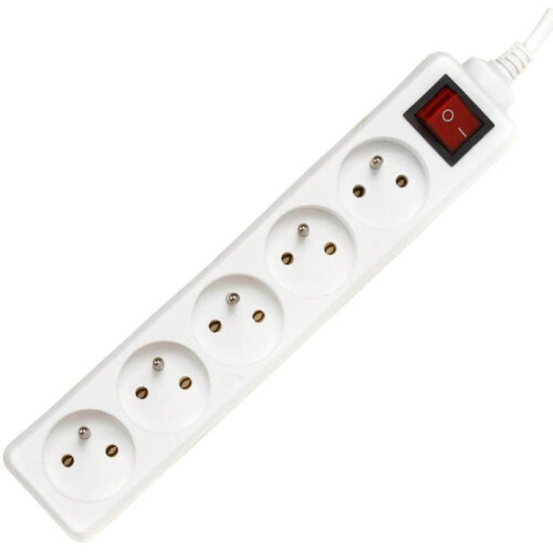 Extensão elétrica - PREMIUMCORD - 10m - 5 tomadas - Interruptor integrado - Branco