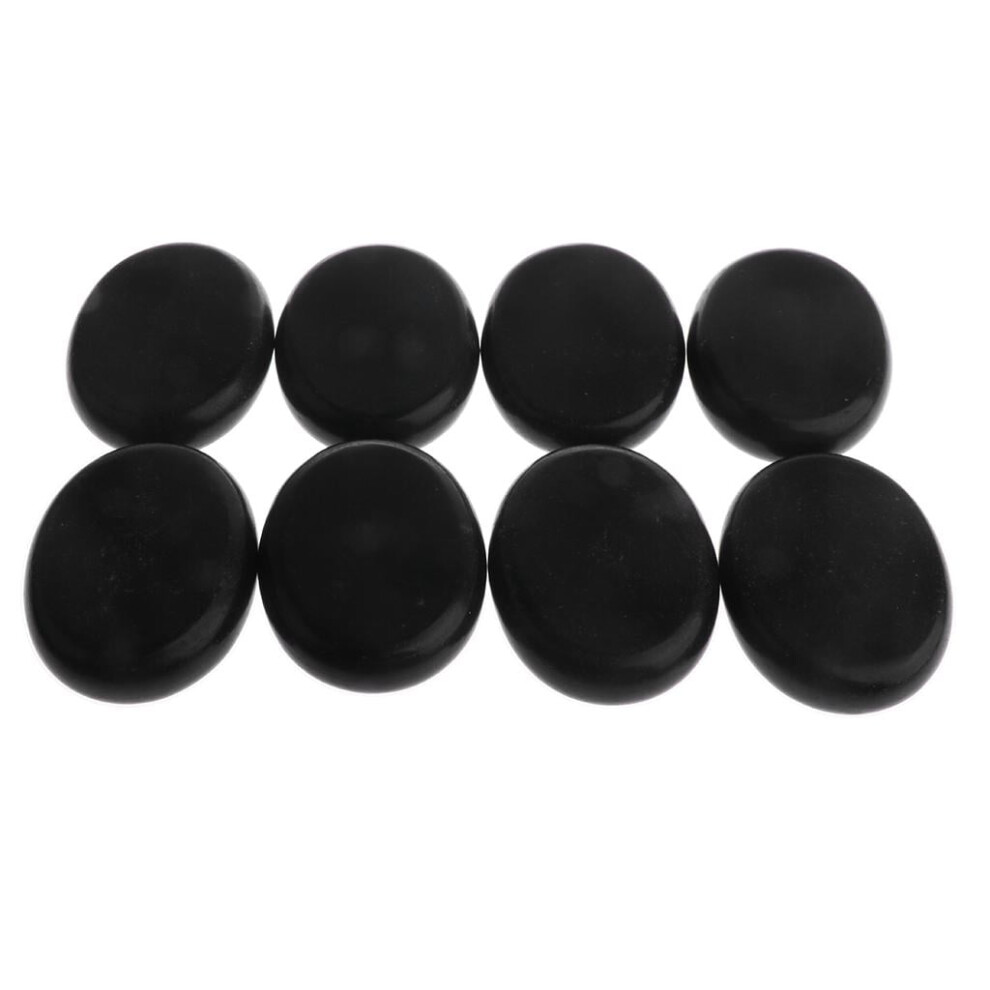Black 8 Pieces Massage Stone - Basalt Stone For Spa Hot & Cold Stones - 8X6cm