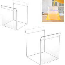 Soporte para bolsas de almacenamiento de alimentos transparentes (paquete de 2), soporte para bolsas Ziplock para llenado manos libres – Compatible