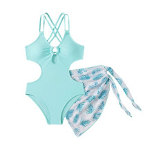 AWZXDE Girls Swimsuit Cute Print Two Piece Bikini Set One Piece Style Bathing Suit For Kids Blue,5-6 Years