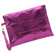 Women Classical Shinning Metallic Wristlet Envelope Bag PU Leather Zippered Clutches Handbag Purse for Shopping Travel