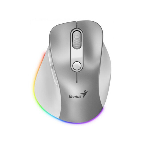 Mouse Genius sem fio Bluetooth recarregável Mini Ergo 9000S Pro prata