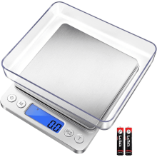 Digital Kitchen Scale 3000g/0.3g, 6 Modes, LCD, Tare, Grams/Oz, 2 Trays, Battery Included – Compatible with Cooking & Nutrition